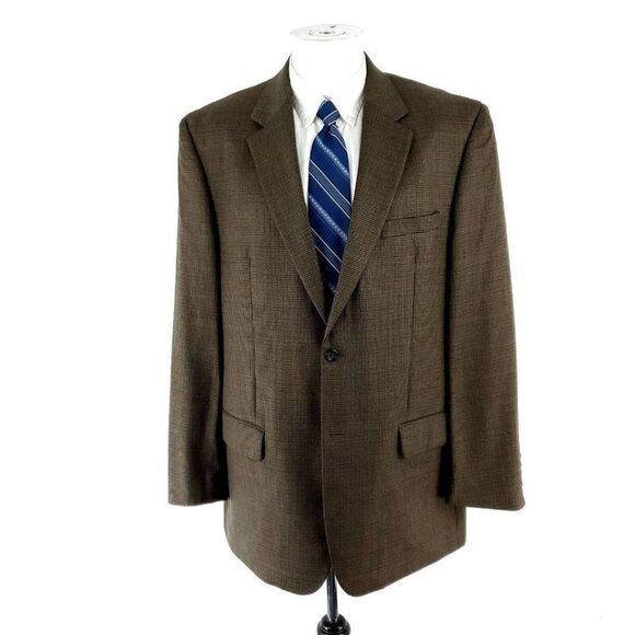 Pronto Uomo Wool 2 Button Sport Coat 44L Or Slim Fit 46L Brown Houndstooth Windo - Picture 3 of 10